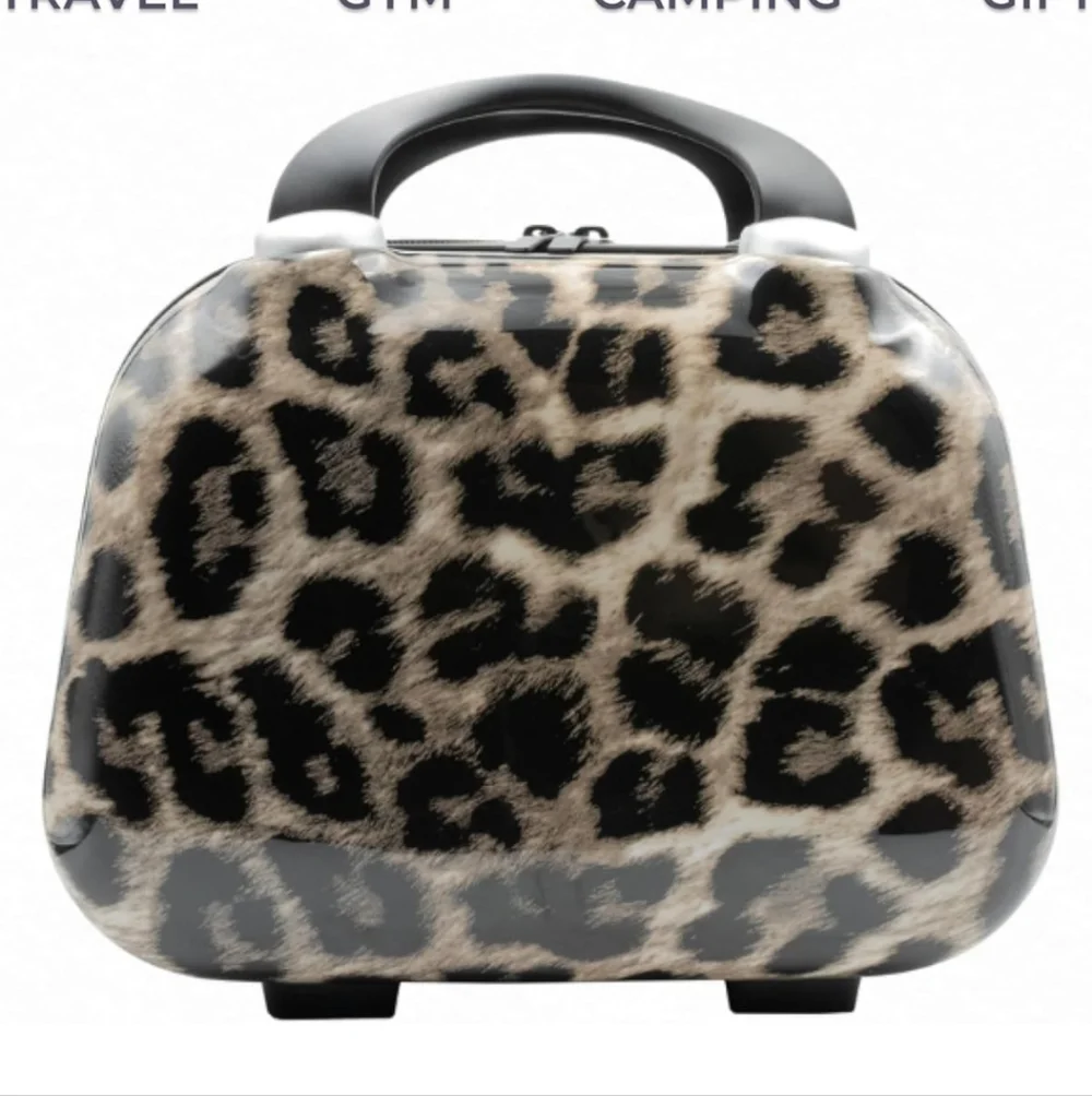 🆕Leopard Print Zippered Cosmetic Train Luggage Case